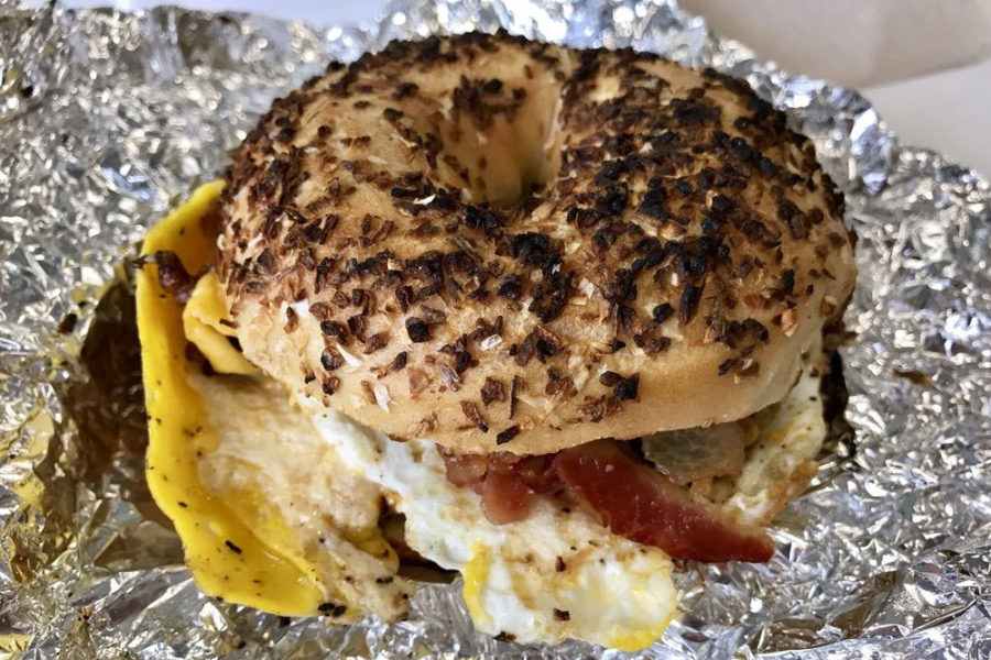 breakfast bagel from poppy's bagels and more
