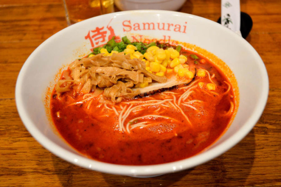 ramen with tomato based stock from samurai noodle in seattle