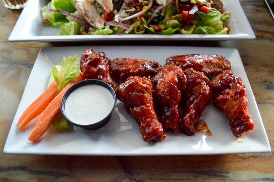 wings and side salad from the sandbox in san diego