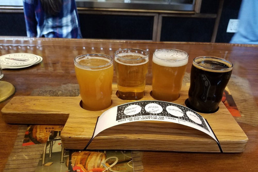 a flight of beer from cigar city brewing in tampa