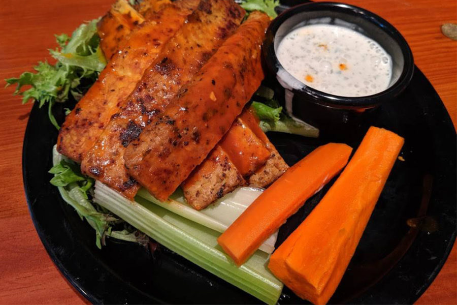 buffalo tempeh, celery, and carrots with ranch from the wild cow in nashville