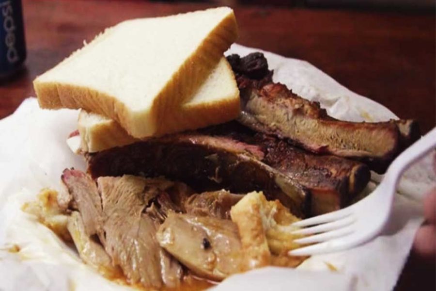 ribs and sandwich bread from archibald's in tuscaloosa