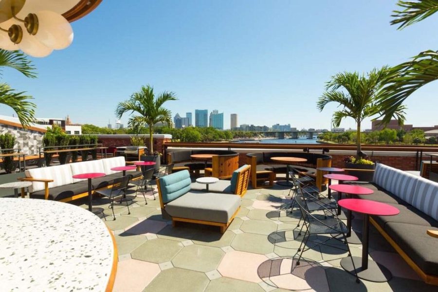 rooftop dining area at m bird in tampa