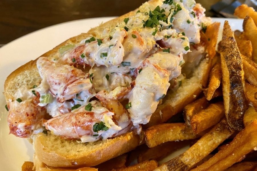 seafood sandwich and fries from state street provisions