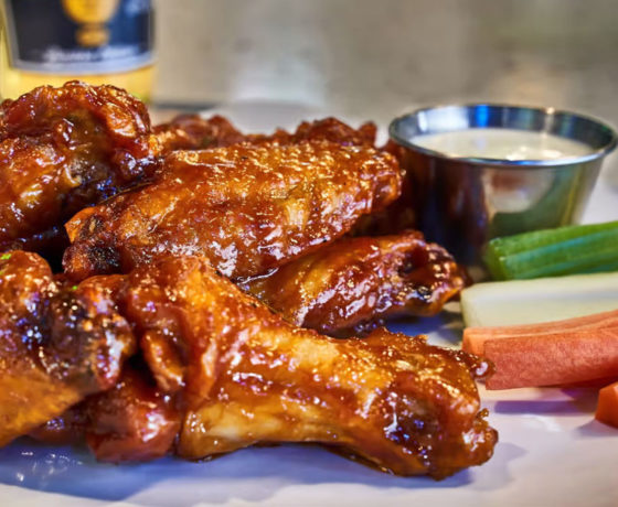 wings covered in sauce from germantown pub in nashville