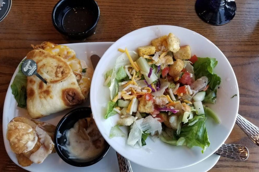 salad and quesadilla from longhorn steakhouse at Detroit Metropolitan Wayne County Airport