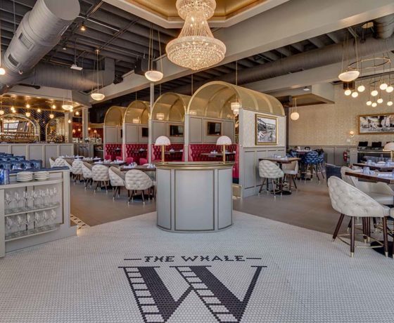indoor dining area at the whale restaurant in chicago