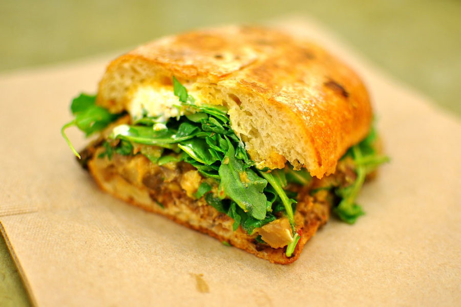 sandwich with chicken and spinach from tortas frontera at O'hare airport
