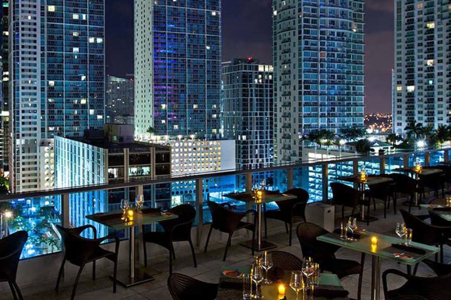 rooftop dining area at area 31 in miami