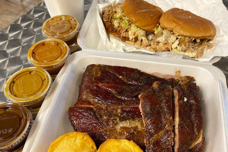 Ribs and Pulled Pork sandwiches from David's BBQ in Gainesville, FL