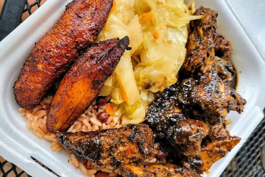 Oxtail, rice and plantains from Reggae Shack in Gainesville, FL