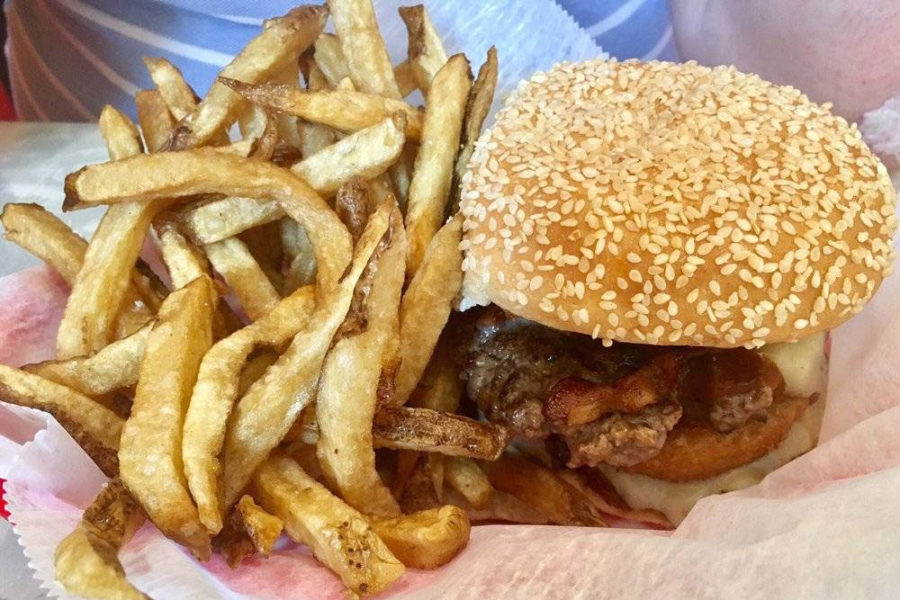burger and fries from GoldBurgers in newington, connecticut