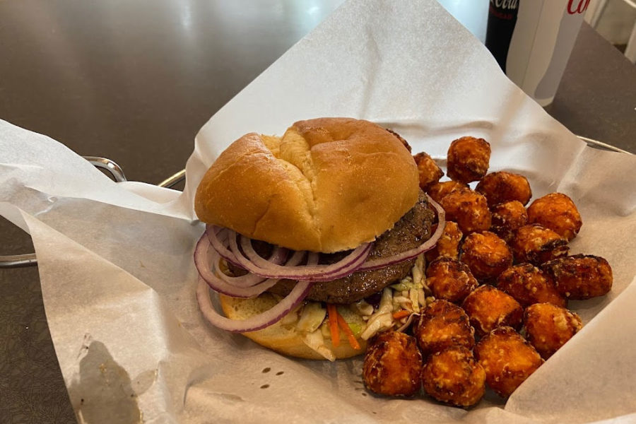 burger and tater tots from Punch Burger in Indianapolis, IN