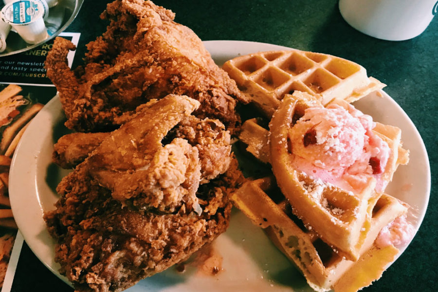 chicken and waffles from metro diner near louisville airport