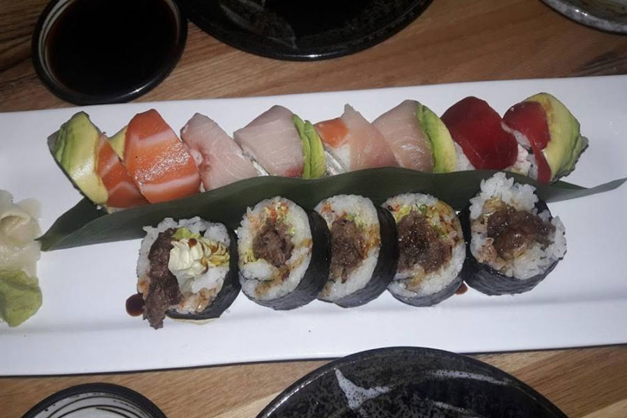 an assortment of sushi rolls from mizu izakaya in denver