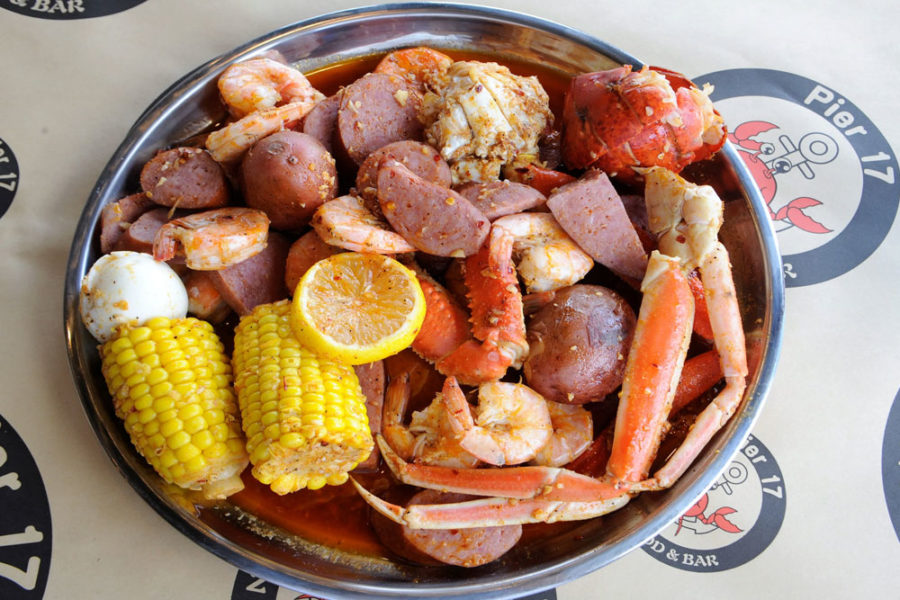 seafood boil from pier 17 cajun seafood and bar in louisville