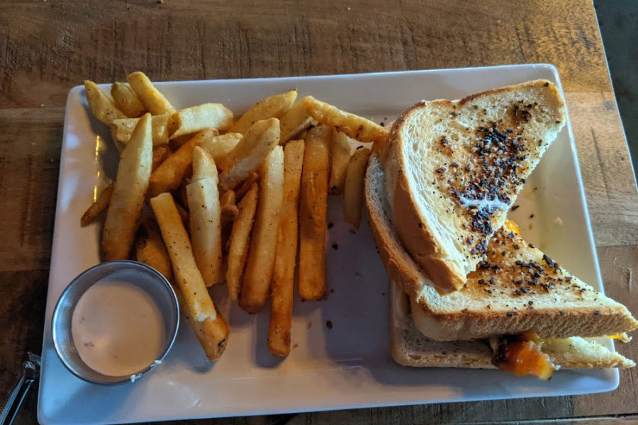 grilled cheese sandwich and a side of fries from riveters in tampa