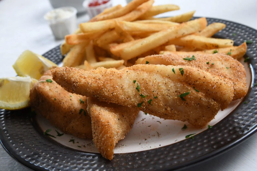 fried fish and fries from the fish house cafe in louisville