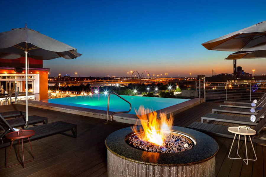 rooftop at the gallery lounge overlooking dallas