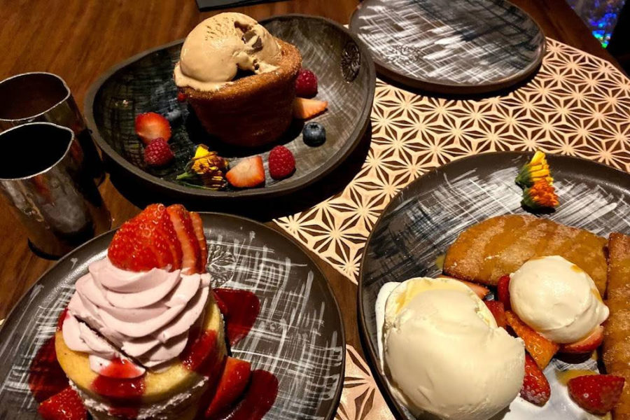 desserts topped with ice cream or whip cream from toca madera in phoenix