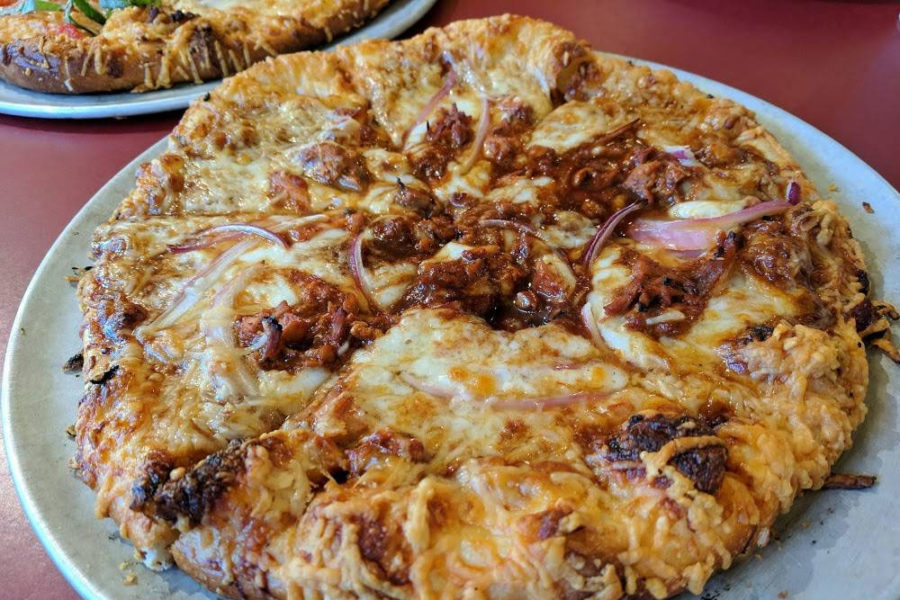 bbq sauce pizza from The Parker Pie Co. in west glover, vermont