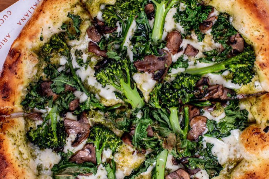 Mushroom and Broccoli pizza from Ariccia Cucina Italiana in Auburn, AL