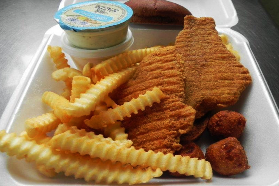 fried fish and fries from charlie's seafood in lexington