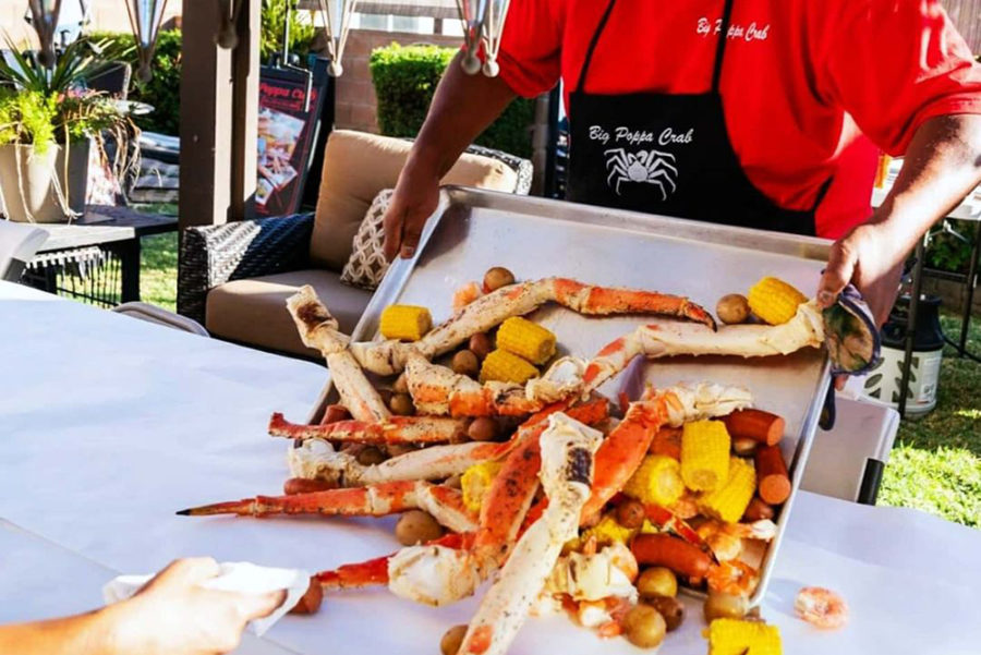 Crab legs and lowcountry boil from the Long Beach Seafood Festival in Long Beach, CA