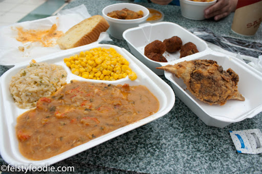 an assortment of seafood dishes from tony's seafood in baton rouge
