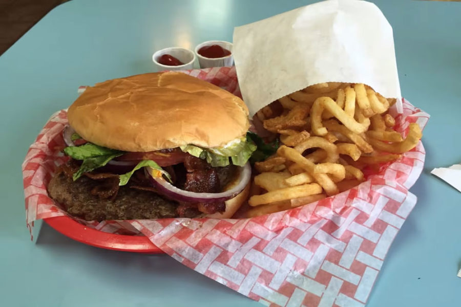burger and fries from mad madeline's grill in temecula, california