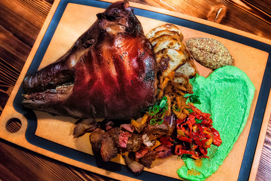 grilled pig head with other meats from radiator whiskey in seattle