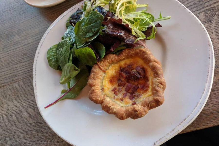 quiche and side salad from spoke and bird cafe in chicago