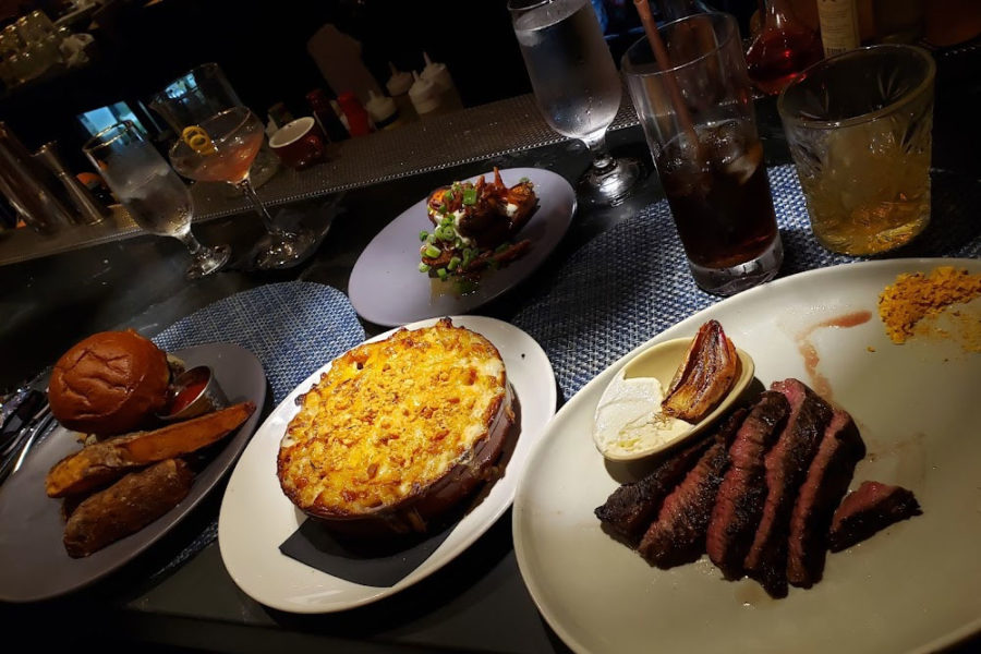 steak, mac and cheese, and burger from steelbach in tampa