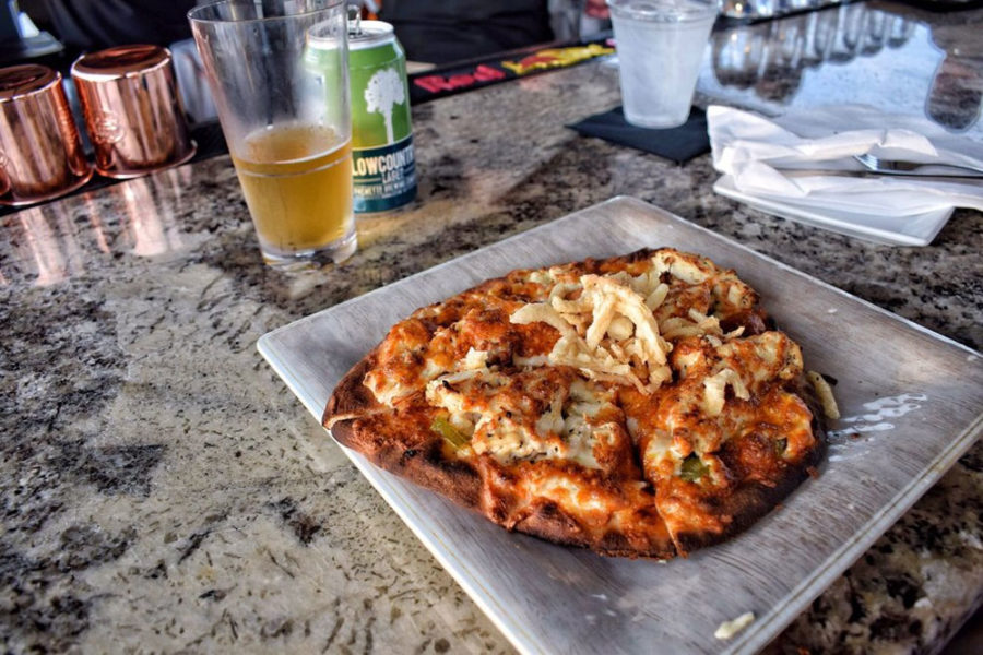 cheese pizza from the rooftop at the vendue in charleston