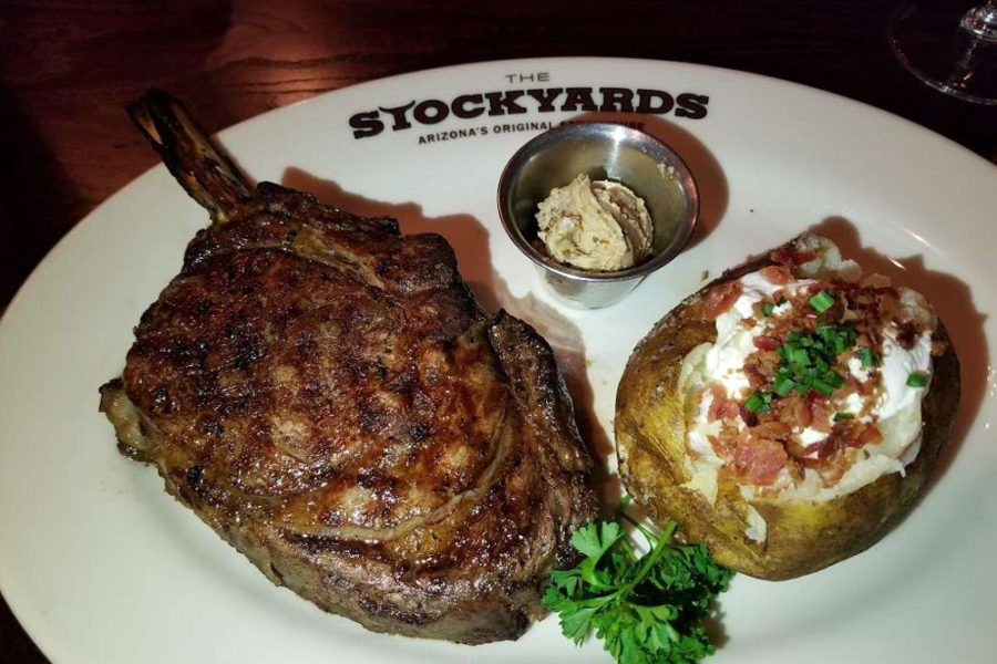 steak and twice baked potato from the stockyards in phoenix