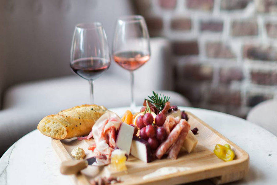 charcuterie board and wine from uncork charleston
