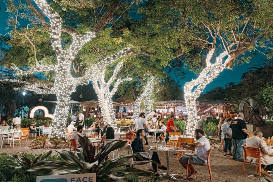 outdoor dining at glass and vine in miami