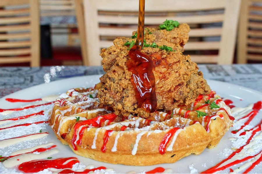 chicken and waffles from world famous house of mac in miami