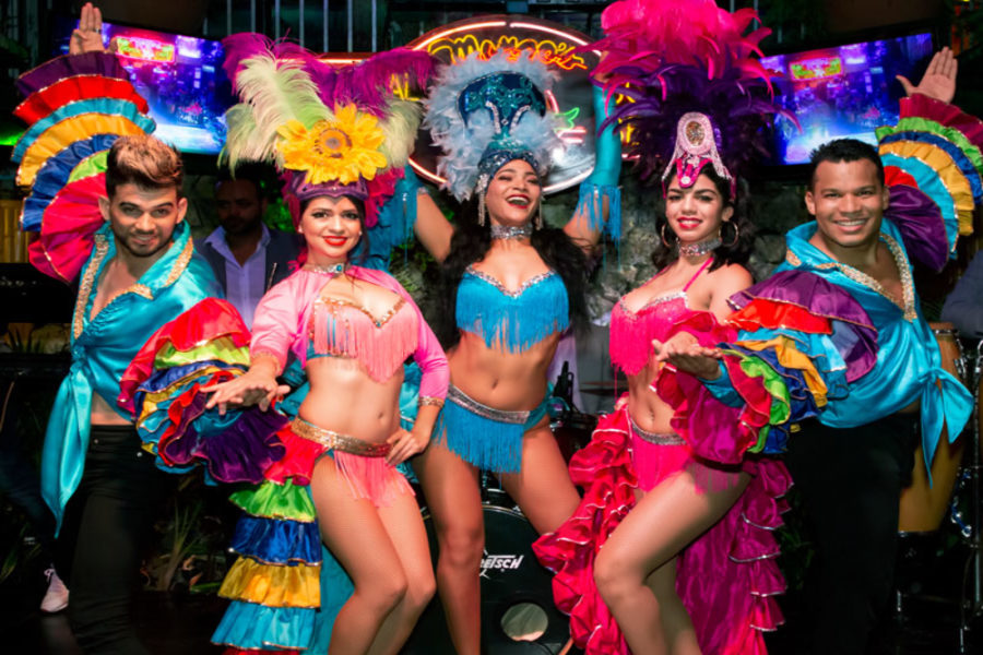 showgirls and showmen at mango's tropical cafe in miami
