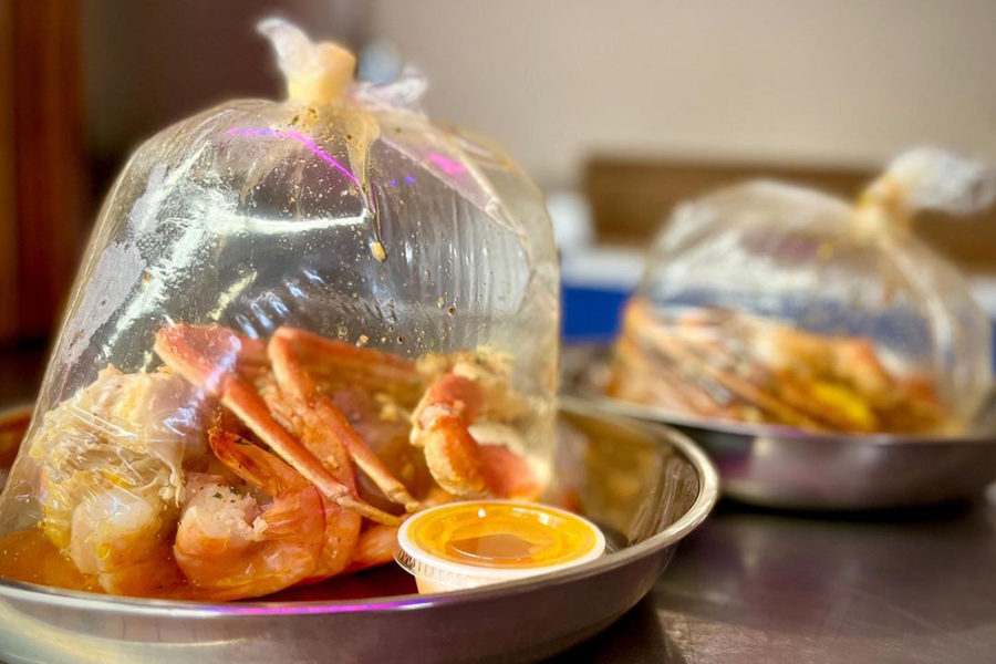 Crab boil in a bag from Cajun Crab House Seafood Restaurant in Columbia, MO