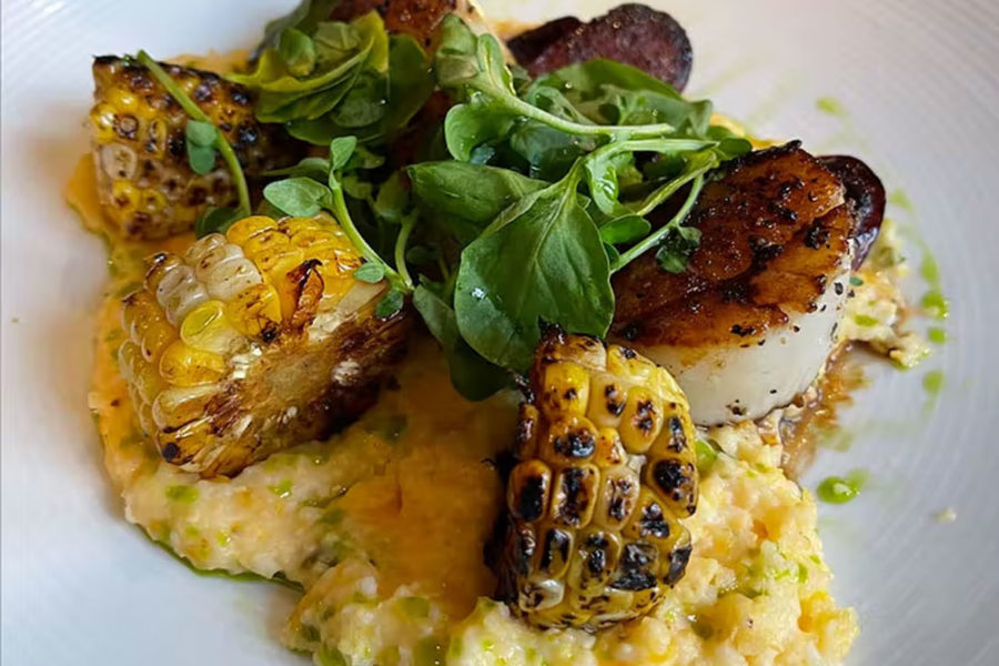 scallops and corn in polenta from church and union in charleston