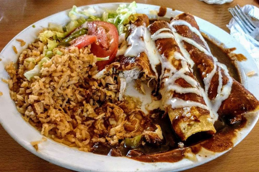enchilada and rice from miguel's mexican and american restaurant