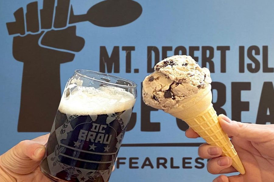 beer and an ice cream cone from mount desert island ice cream in DC