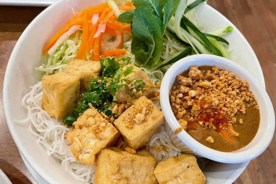 tofu noodle dish from pho basil in boston