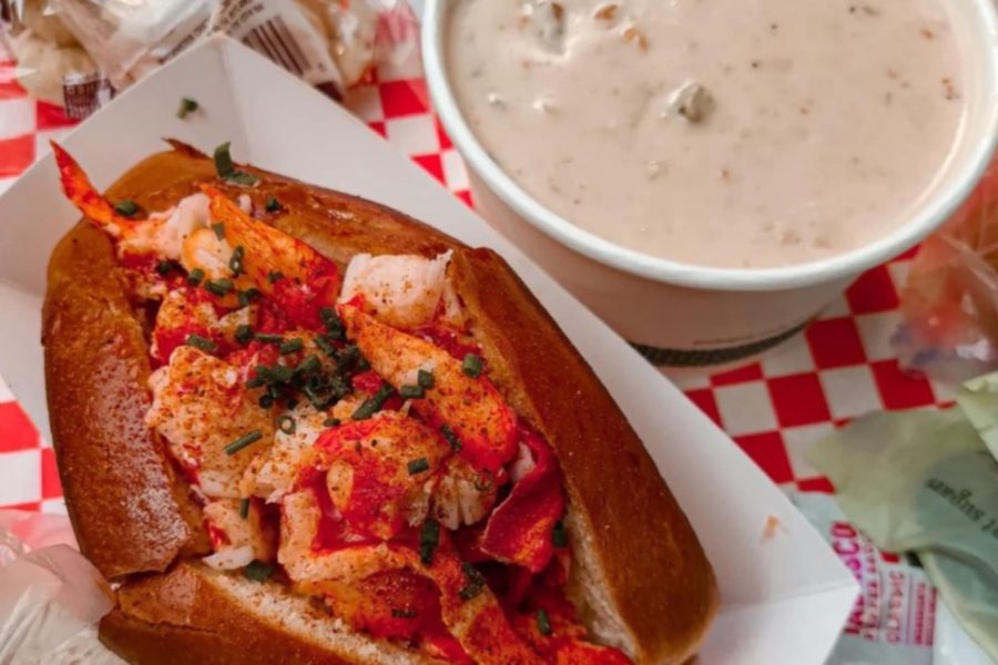 seafood sub and side of clam chowder from pike place chowder in seattle