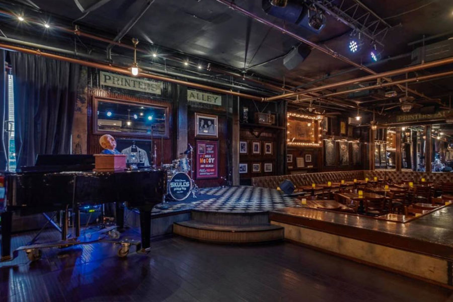 the stage and dining area at skulls rainbow room in nashville