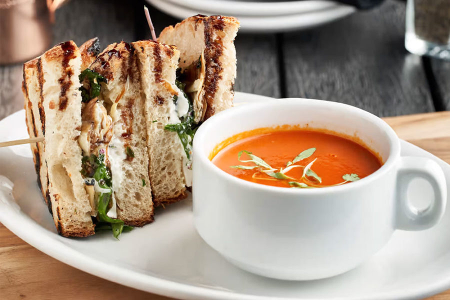 grilled cheese sandwich with tomato soup from social hall in phoenix