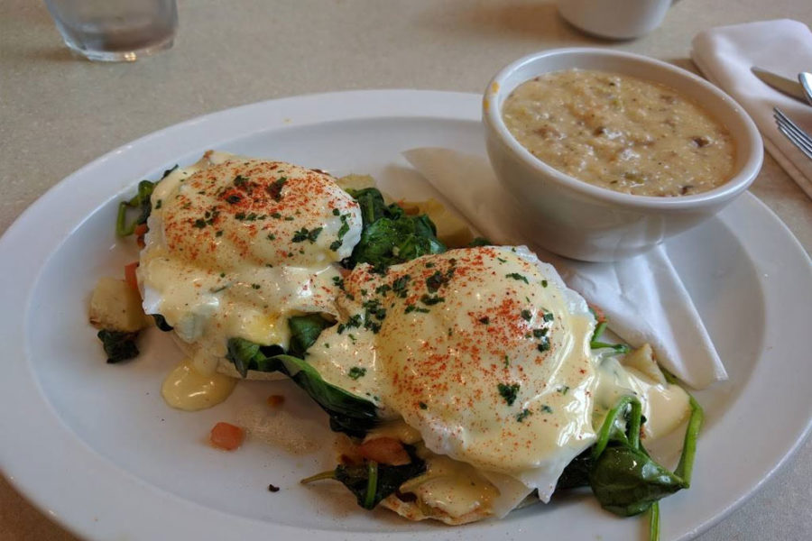 egg benedict and side of grits from wild eggs in louisville