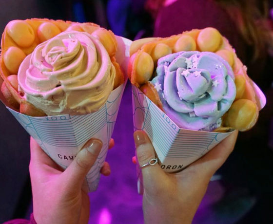 Waffle and ice-cream in a paper cone from Cauldron Ice-Cream