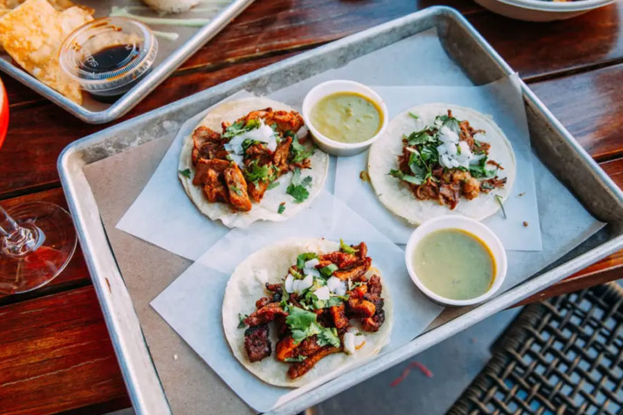 Soft-shelled chicken tacos from Legacy West Food Hall